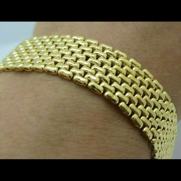18K YELLOW GOLD LINK STAMPED BRACELET RARE - Picture 6 of 10